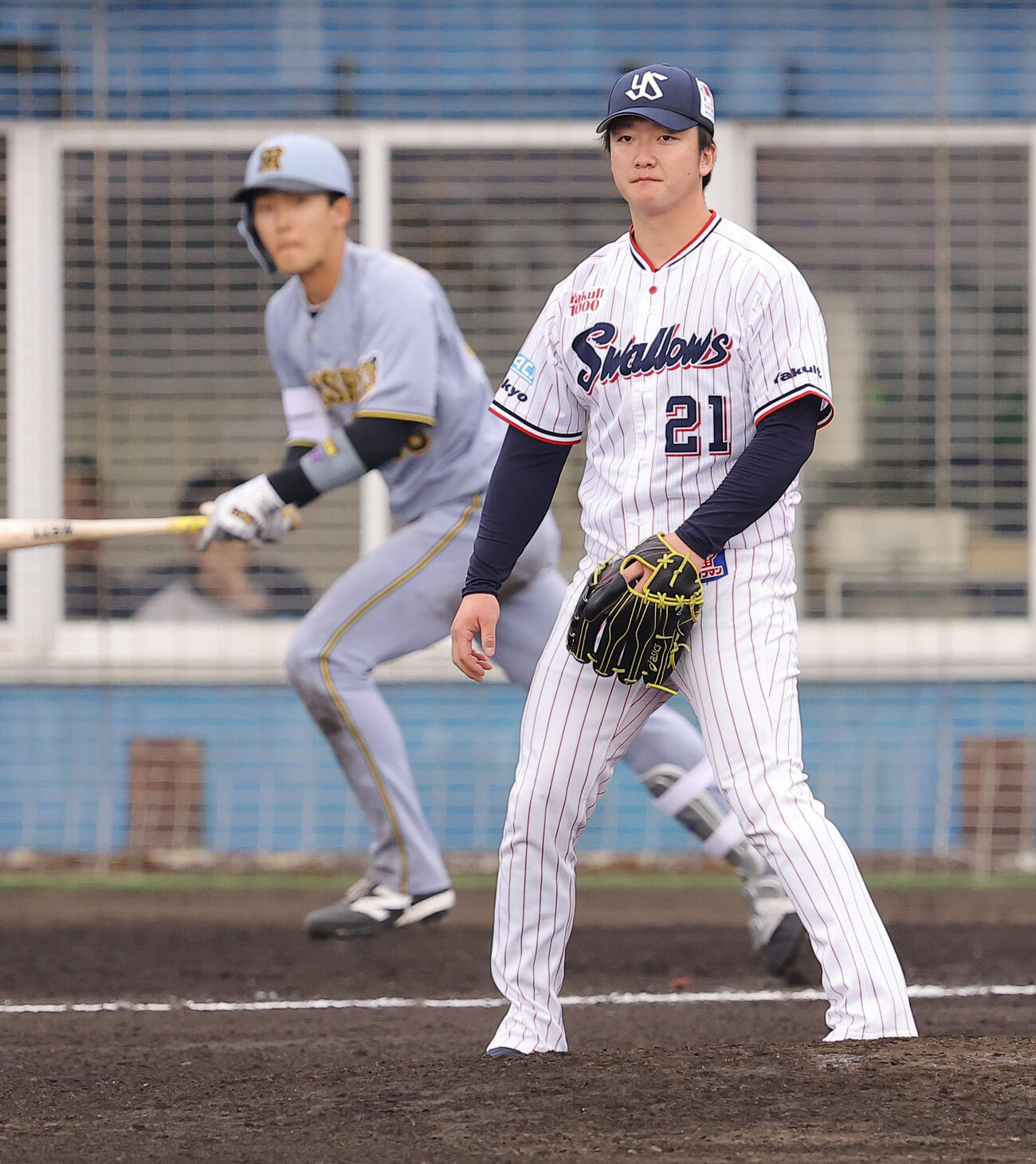 ヤクルト対阪神　7回表阪神1死一、三塁、吉村は小幡に中越え2点適時三塁打を浴びる（撮影・上田博志）