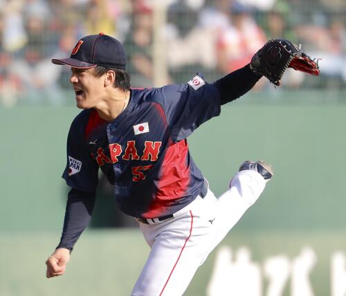 日本対ソフトバンク 7回裏、力投する北山(撮影・河田真司)