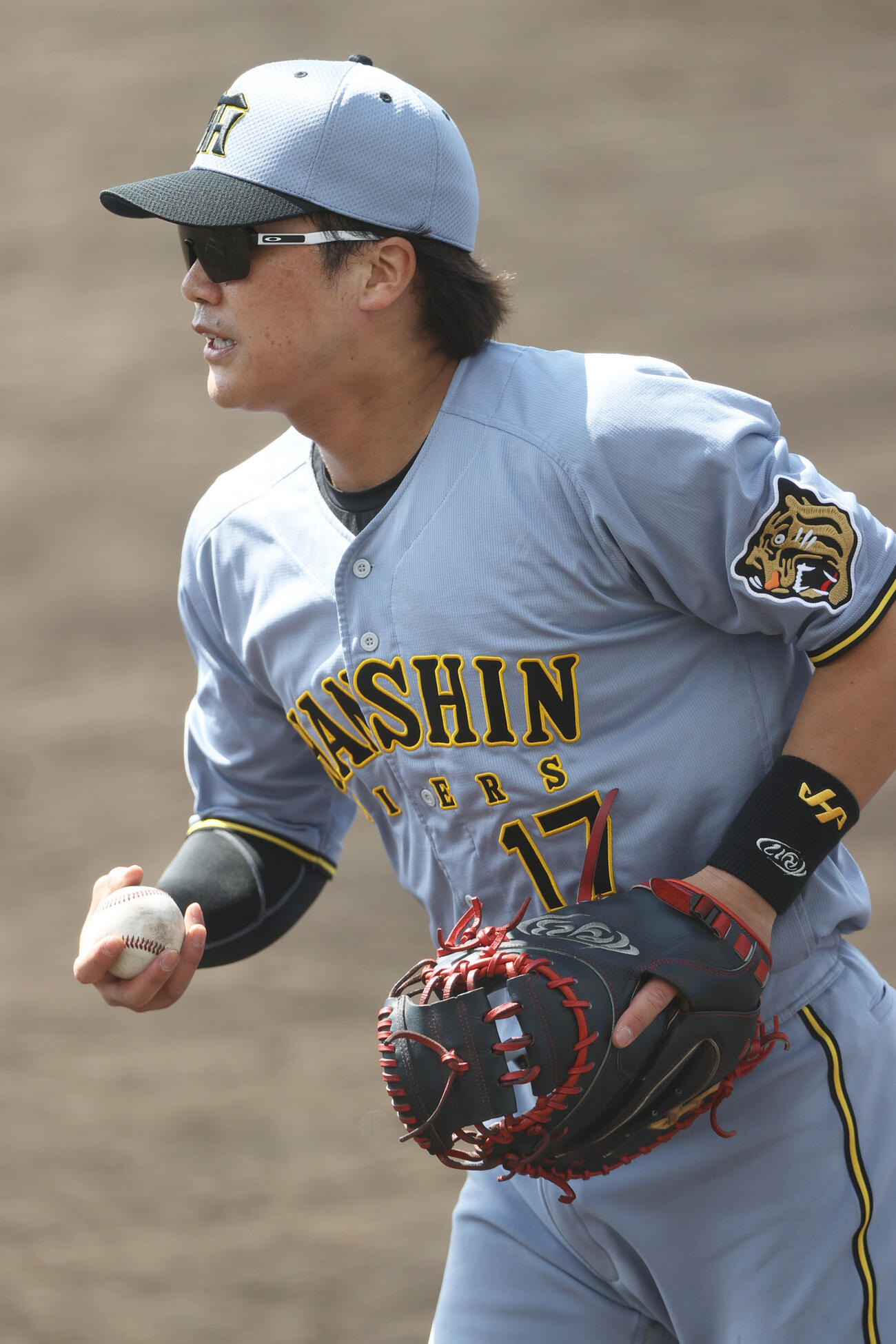 オープン戦　日本ハム対阪神　シートノックする阪神伏見（撮影・上山淳一）