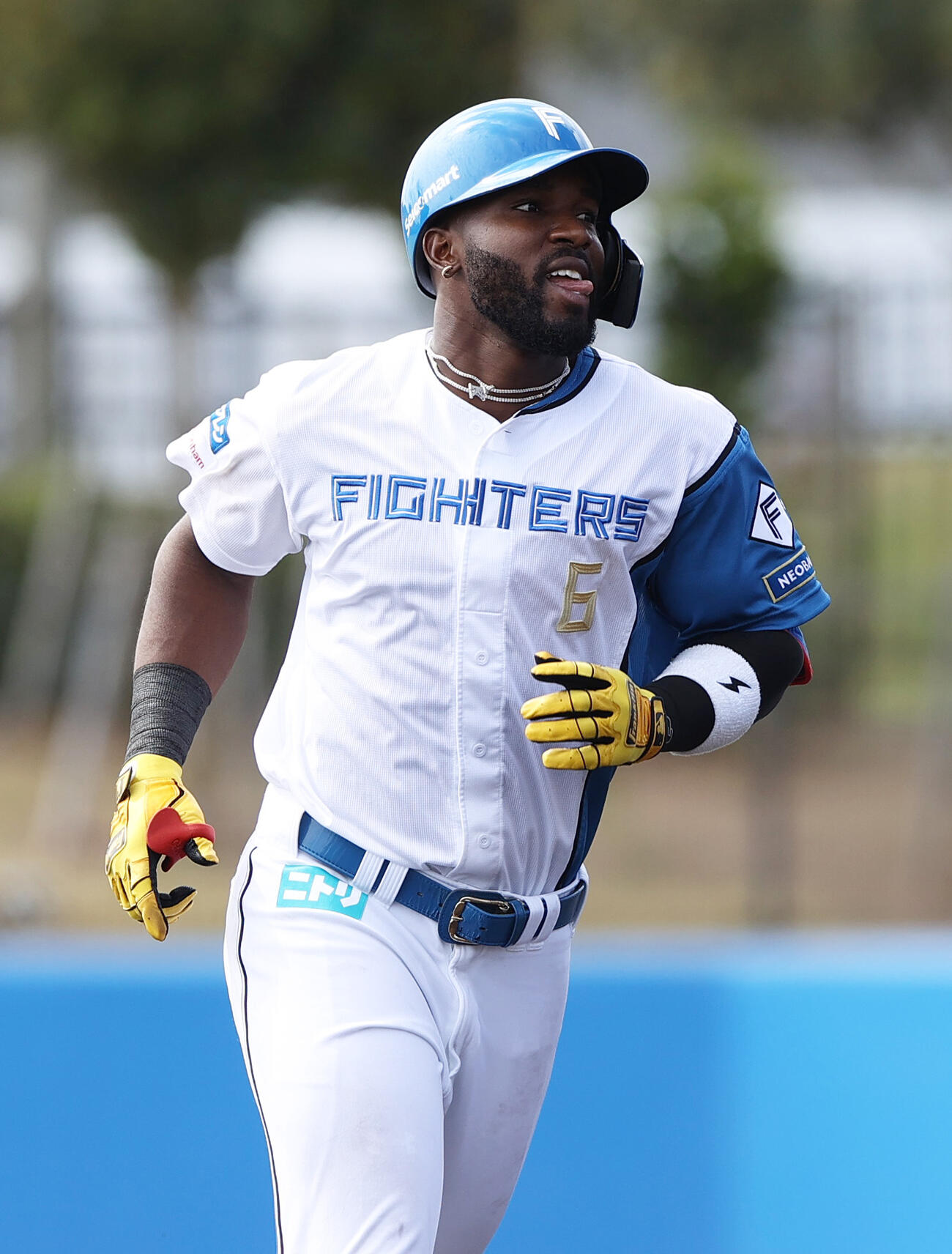 オープン戦　日本ハム対阪神　4回裏日本ハム2死一塁、カストロは左越え2点本塁打を放ちダイヤモンドを1周する（撮影・上山淳一）
