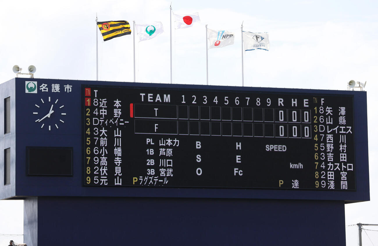 オープン戦　日本ハム対阪神　両チームのスタメン（撮影・上山淳一）