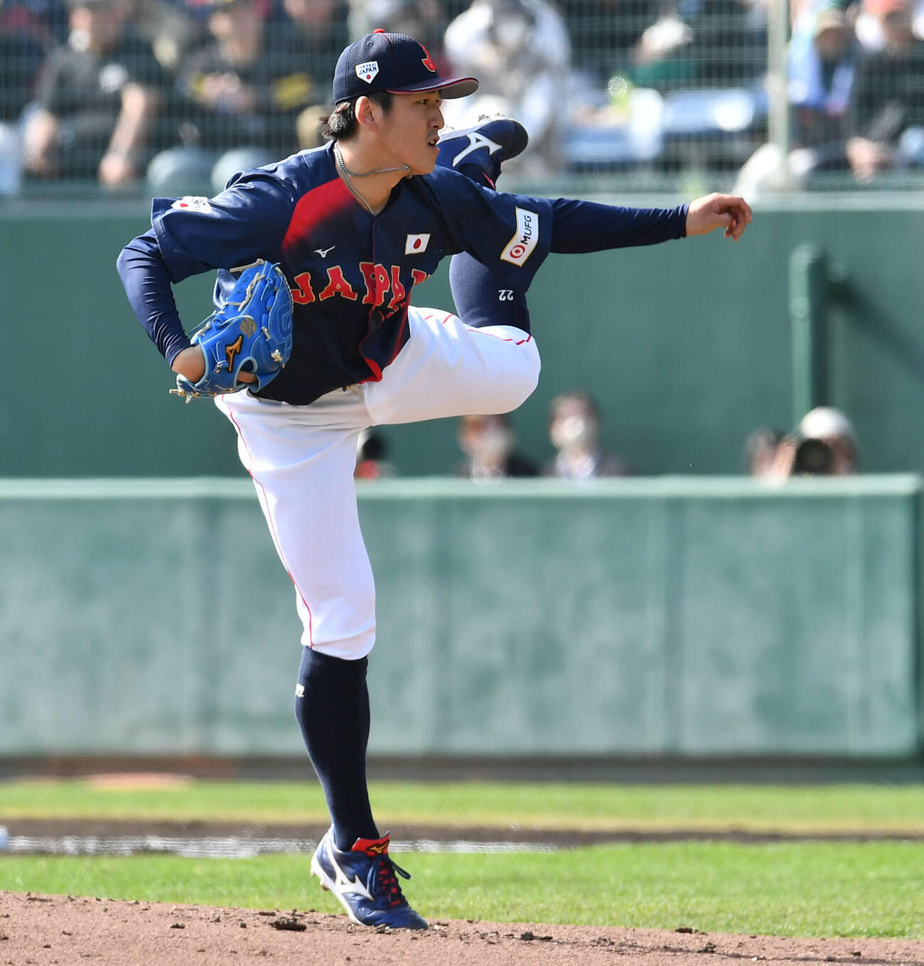 日本対ソフトバンク　2回裏から登板した、日本2番手の隅田（撮影・岩下翔太）