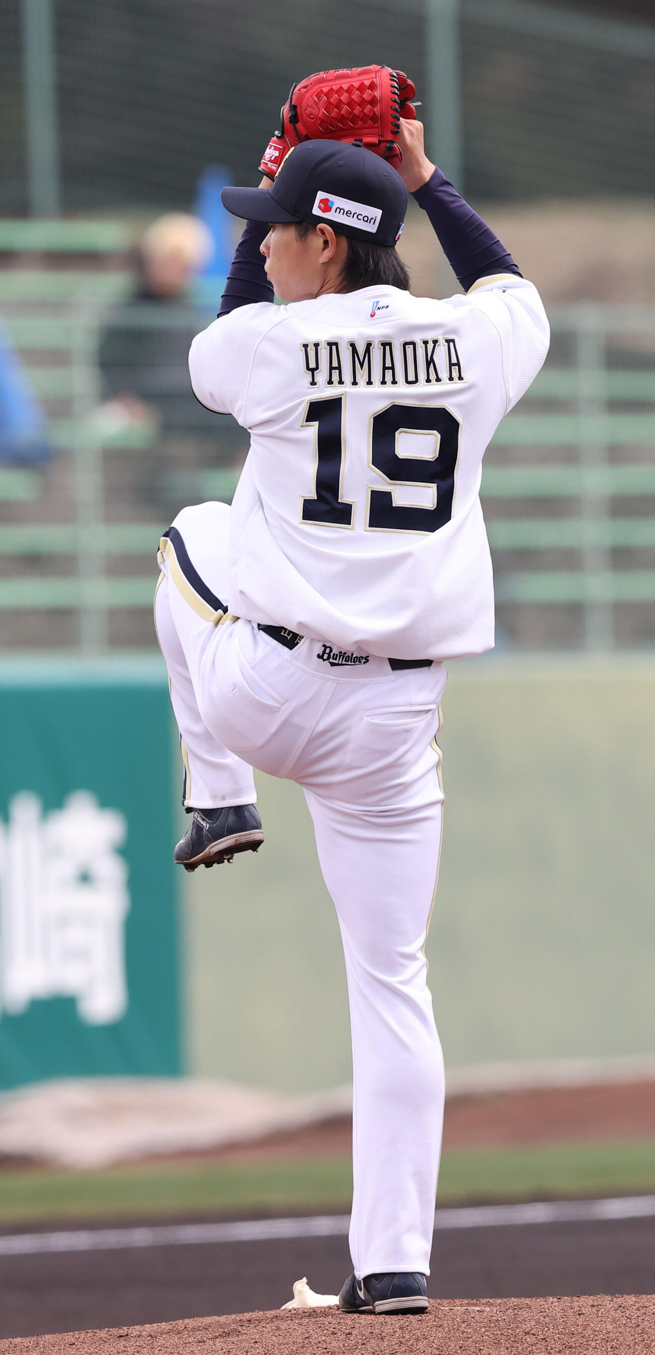 オリックス対ロッテ　先発したオリックス山岡（撮影・梅根麻紀）