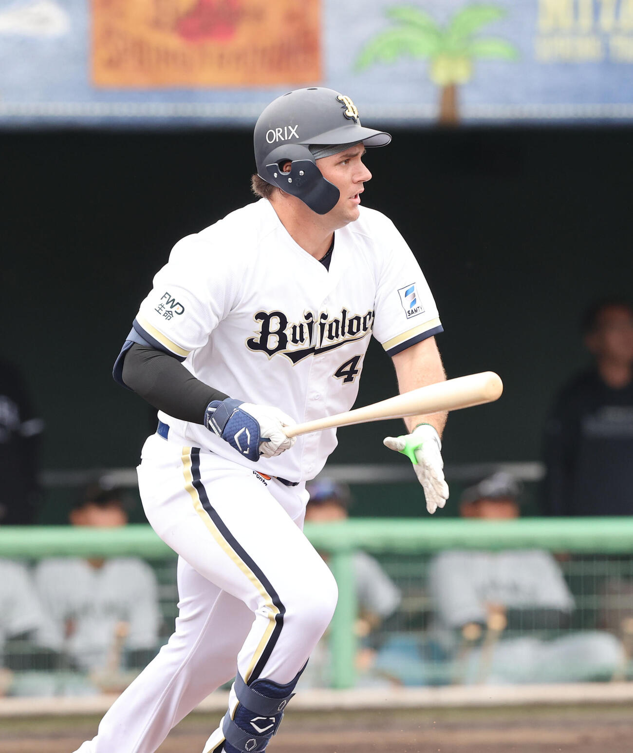 オリックス対ロッテ　1回裏オリックス無死、シーモアは安打を放つ（撮影・梅根麻紀）