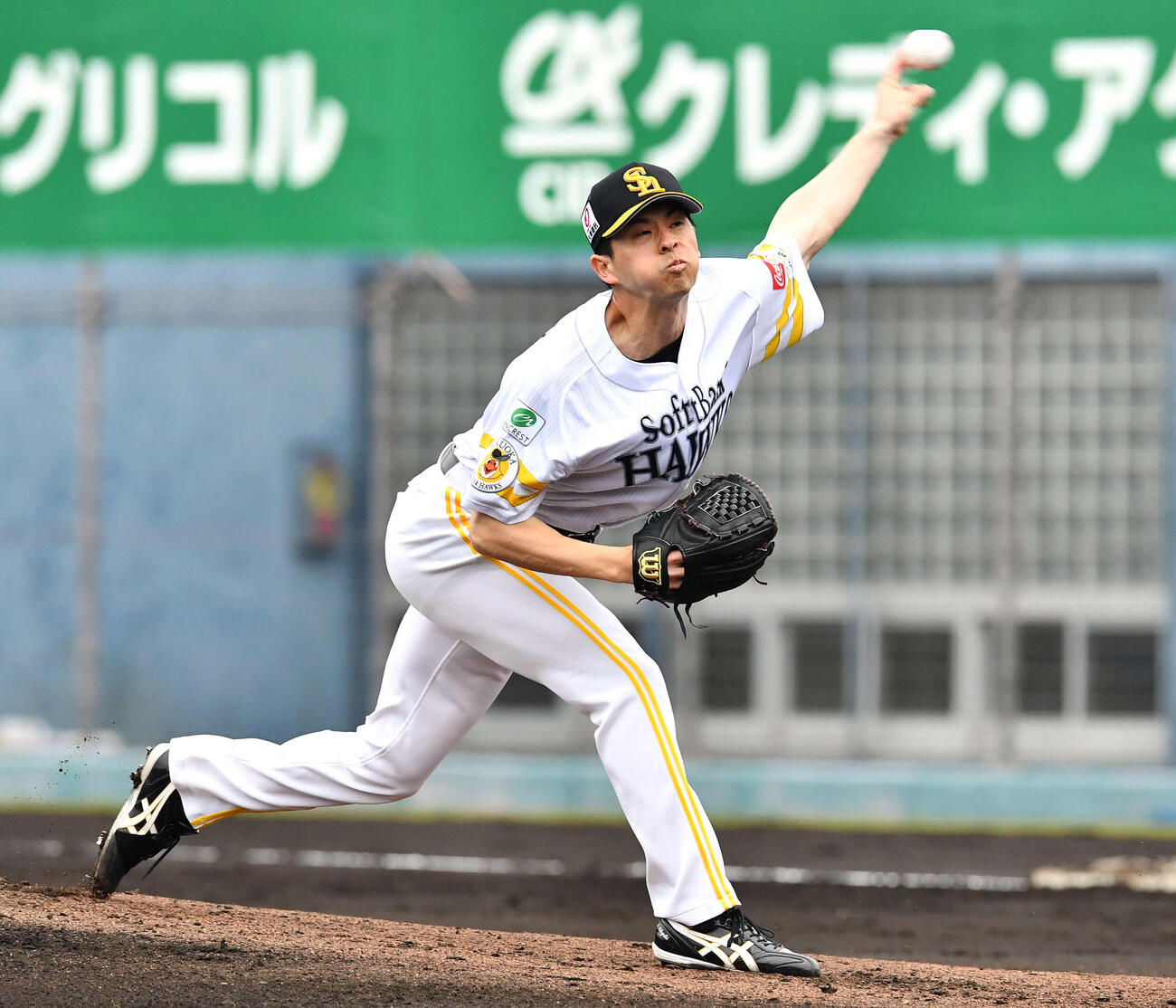 ソフトバンク対ヤマハ　ソフトバンク先発の大関（撮影・岩下翔太）