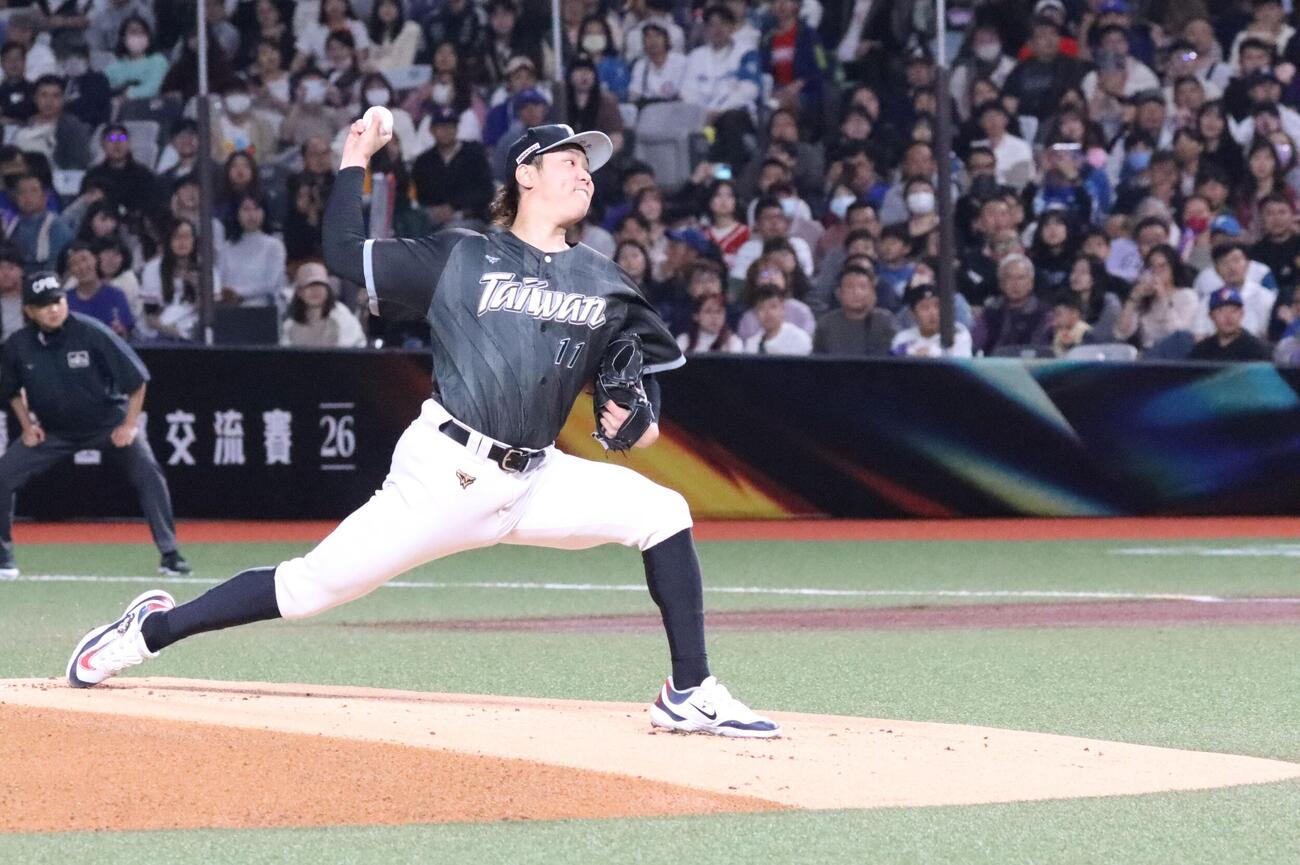 台湾先発の日本ハム古林睿煬（撮影・永野高輔）