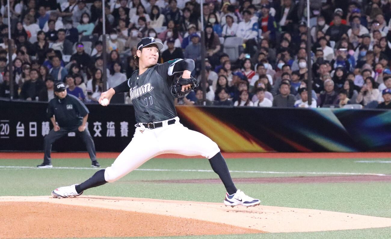 台湾先発の日本ハム古林睿煬（撮影・永野高輔）