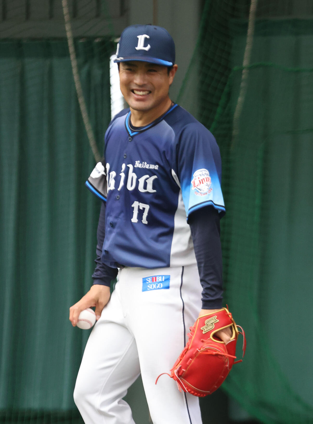 ブルペンに入った松本（2026年2月撮影）