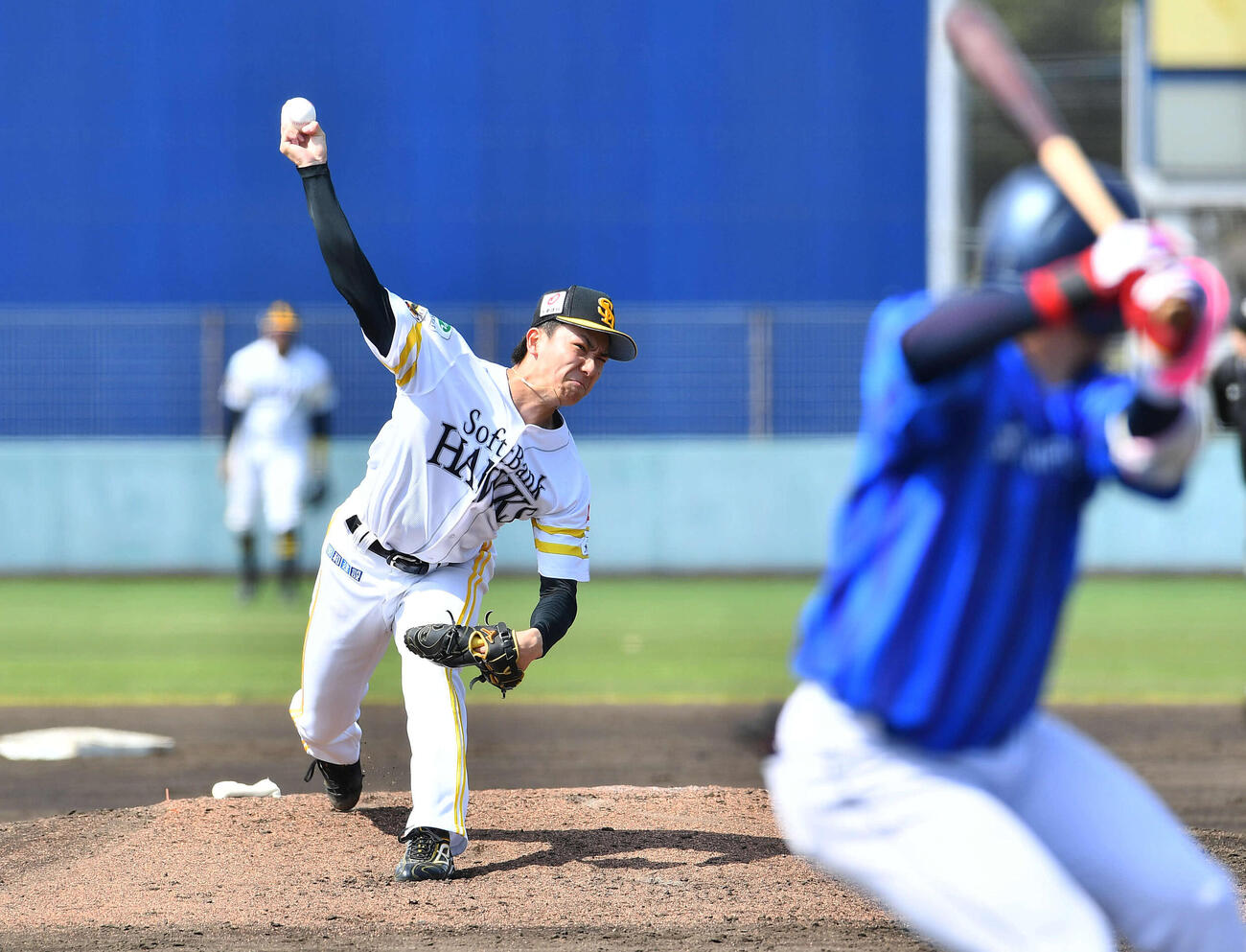 B組の練習試合で先発したソフトバンク藤原（撮影・岩下翔太）