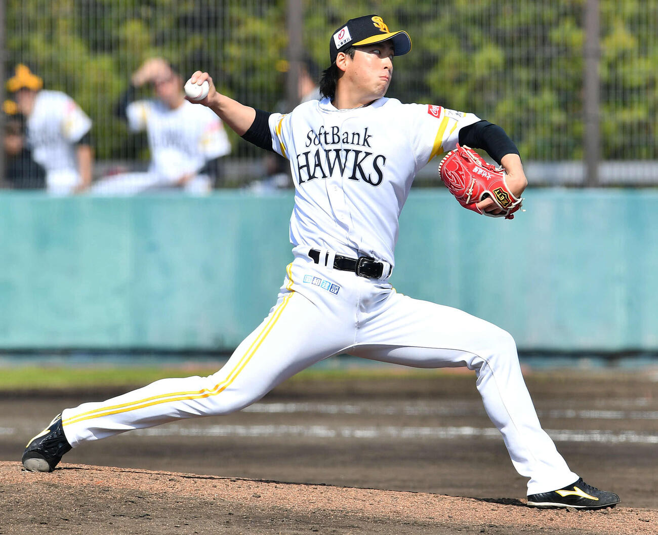 B組の練習試合で2番手で登板したソフトバンク大竹（撮影・岩下翔太）