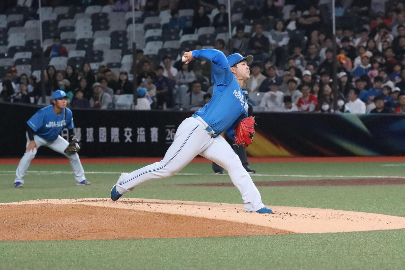 日本ハム先発の金村（撮影・永野高輔）