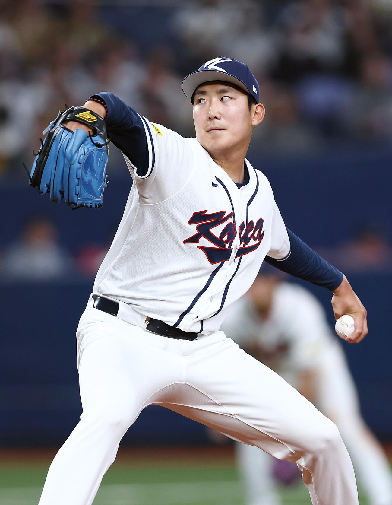 阪神対韓国　韓国3番手の孫珠瑛（撮影・前田充）