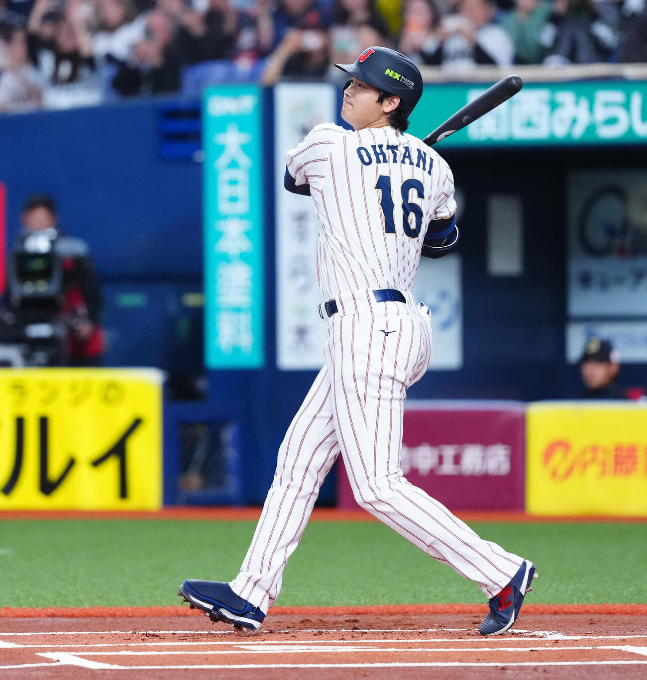日本対オリックス　1回表日本1死、左飛に倒れる大谷（撮影・垰建太）