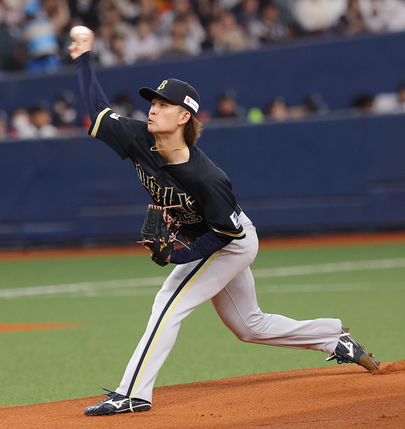 オリックス対日本　オリックス先発の寺騎（撮影・上田博志）