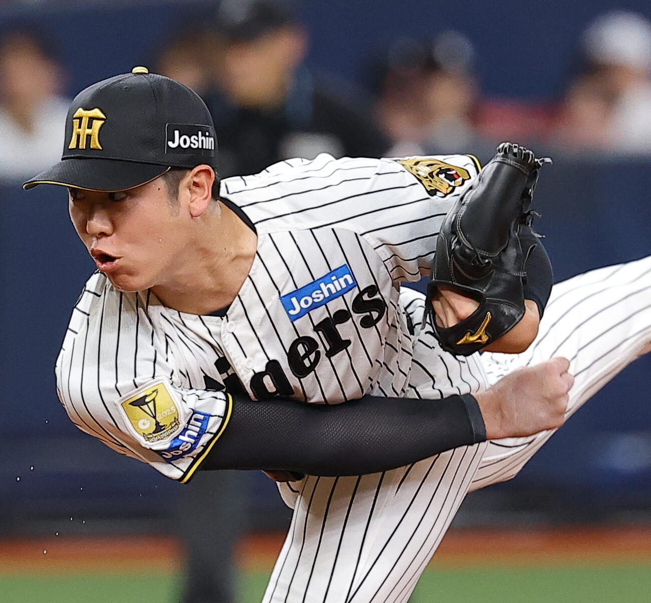 阪神対日本　阪神4番手の石黒（撮影・上田博志）
