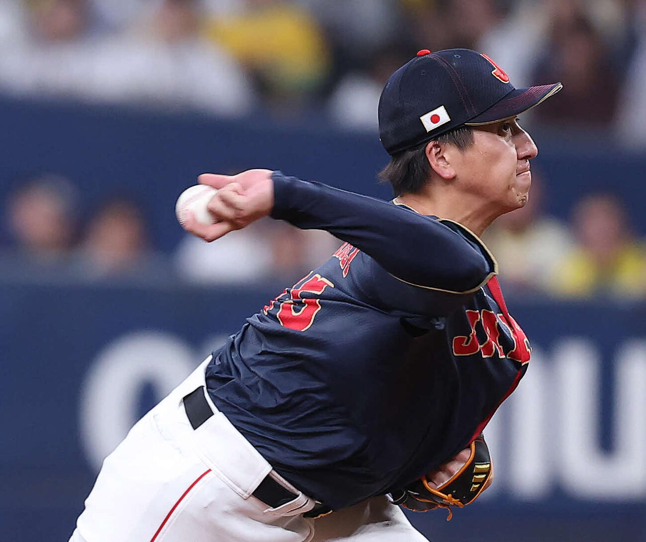 阪神対日本　7回裏、4番手で登板する大勢（撮影・河田真司）