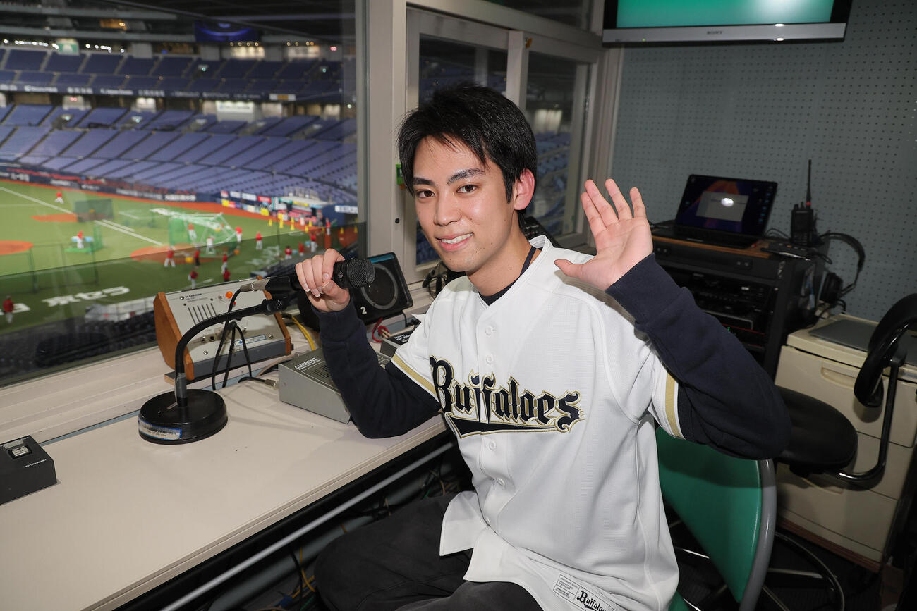京セラドーム大阪で新スタジアムMC「スタジアム・ボイス」を務めるYUTO（撮影・前田充）