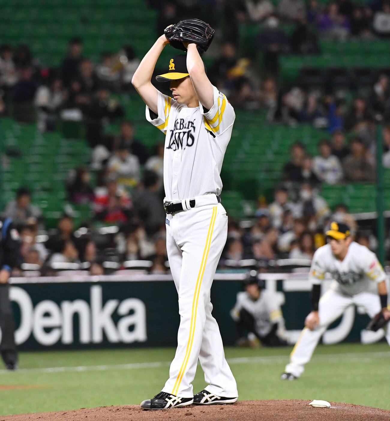 ソフトバンク対ヤクルト　ソフトバンク先発の大関（撮影・岩下翔太）