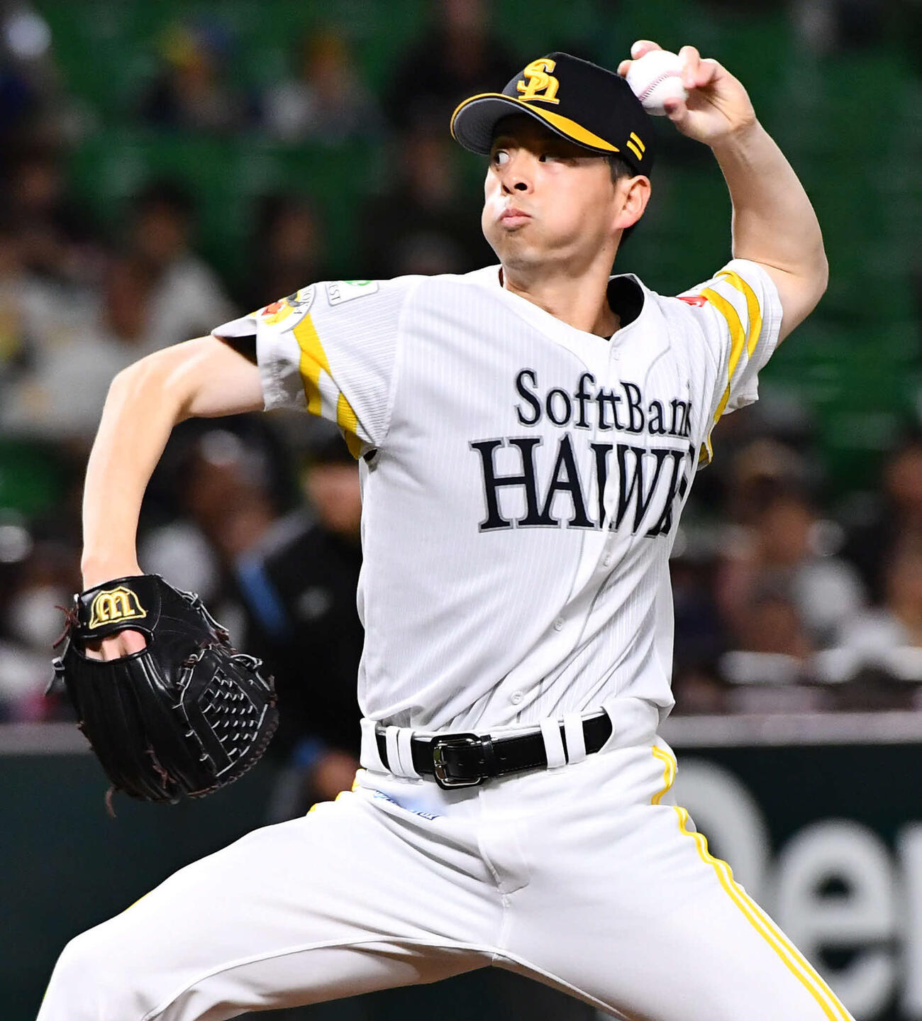 ソフトバンク対ヤクルト　ソフトバンク先発の大関（撮影・岩下翔太）