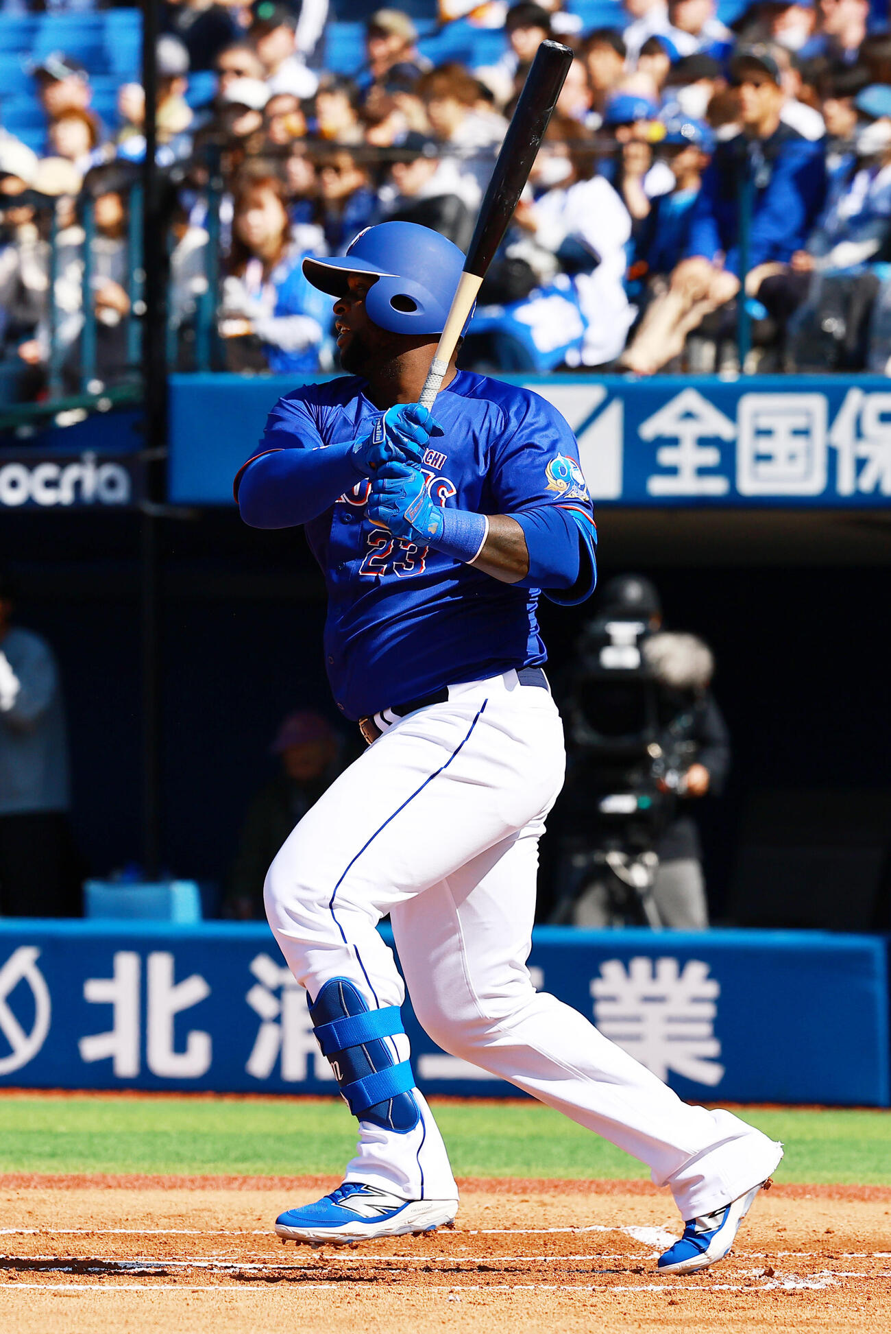 DeNA対中日　1回表中日2死二塁、右前適時打を放つサノー（撮影・野上伸悟）