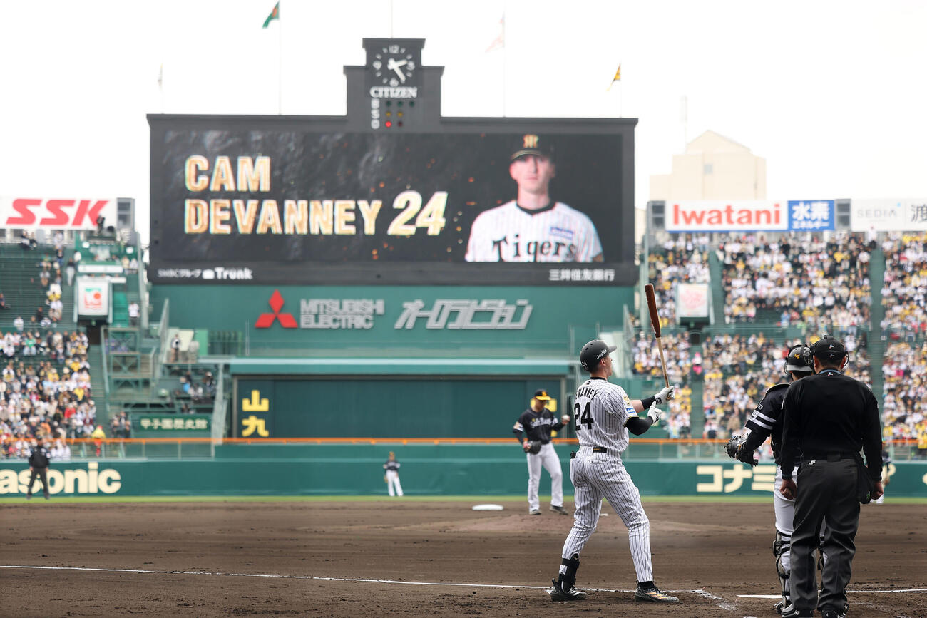 阪神対ソフトバンク　2回裏阪神1死、甲子園球場での初打席に入るディベイニー（撮影・前田充）