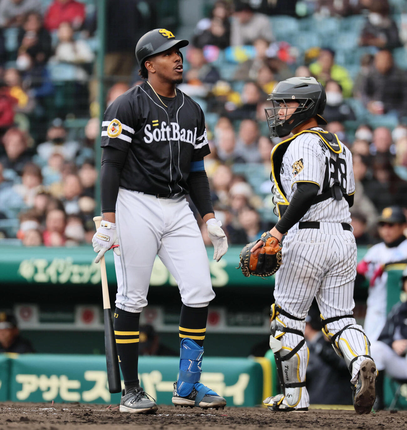 阪神対ソフトバンク　8回表ソフトバンク2死二塁、オスーナは見逃し三振に倒れる（撮影・宮崎幸一）