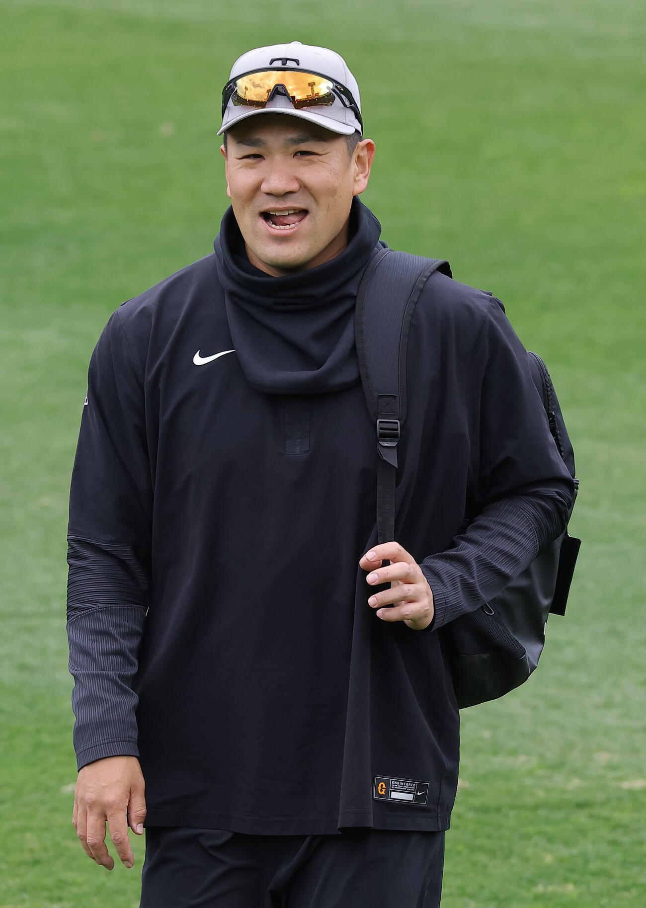 笑顔を見せる巨人田中将（撮影・上田博志）