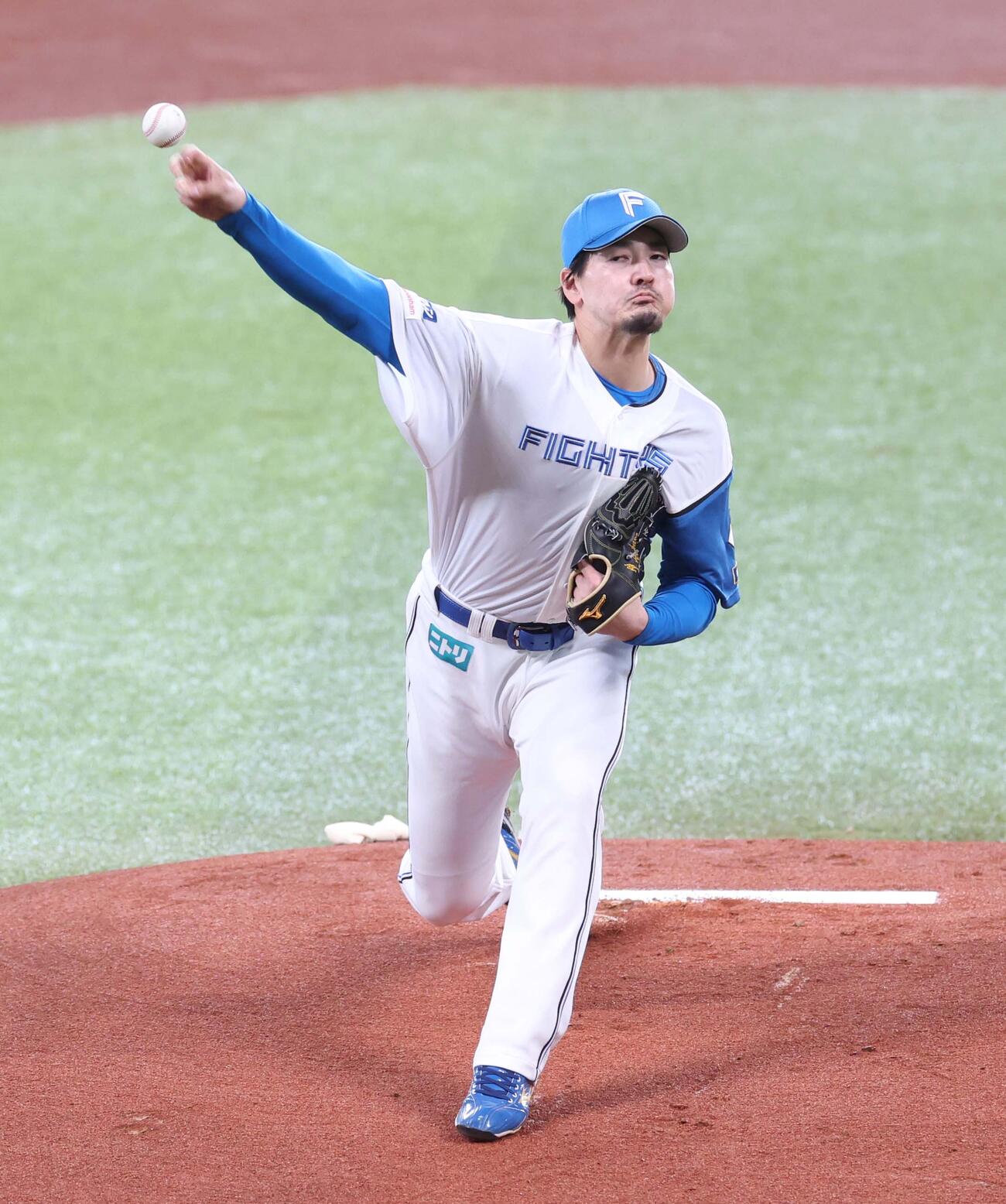 日本ハム対ロッテ　日本ハム先発の有原（撮影・黒川智章）