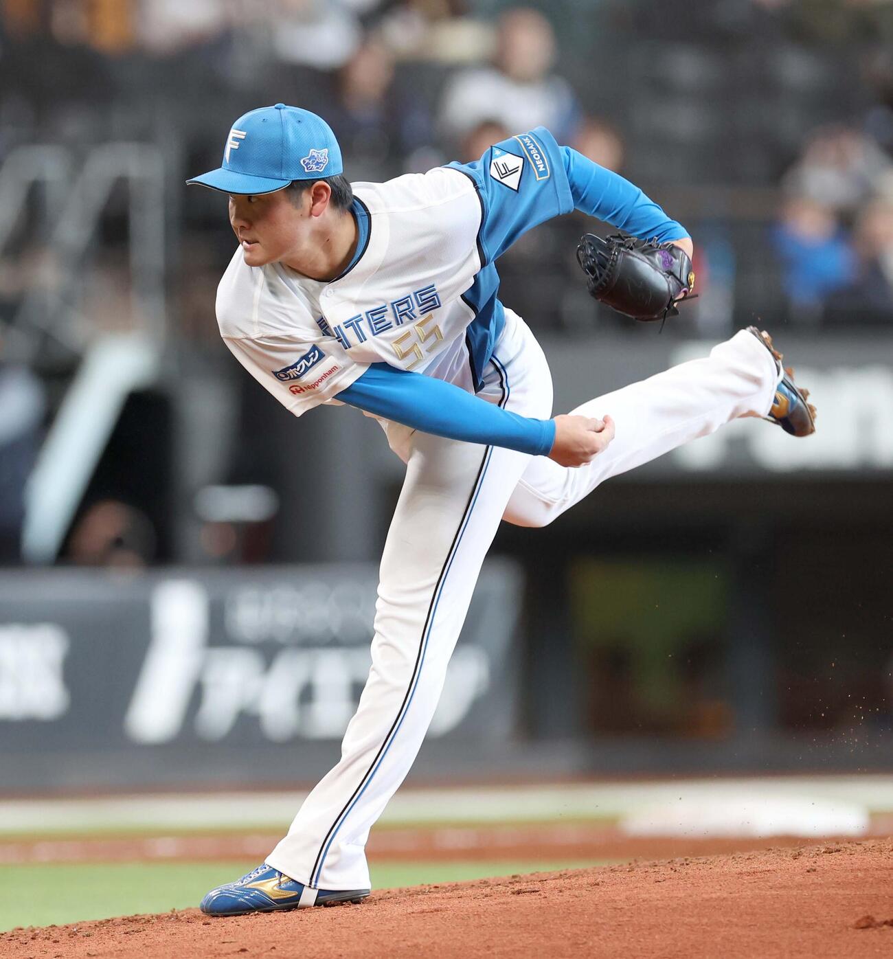 日本ハム対ロッテ　3回途中登板の菊地（撮影・黒川智章）