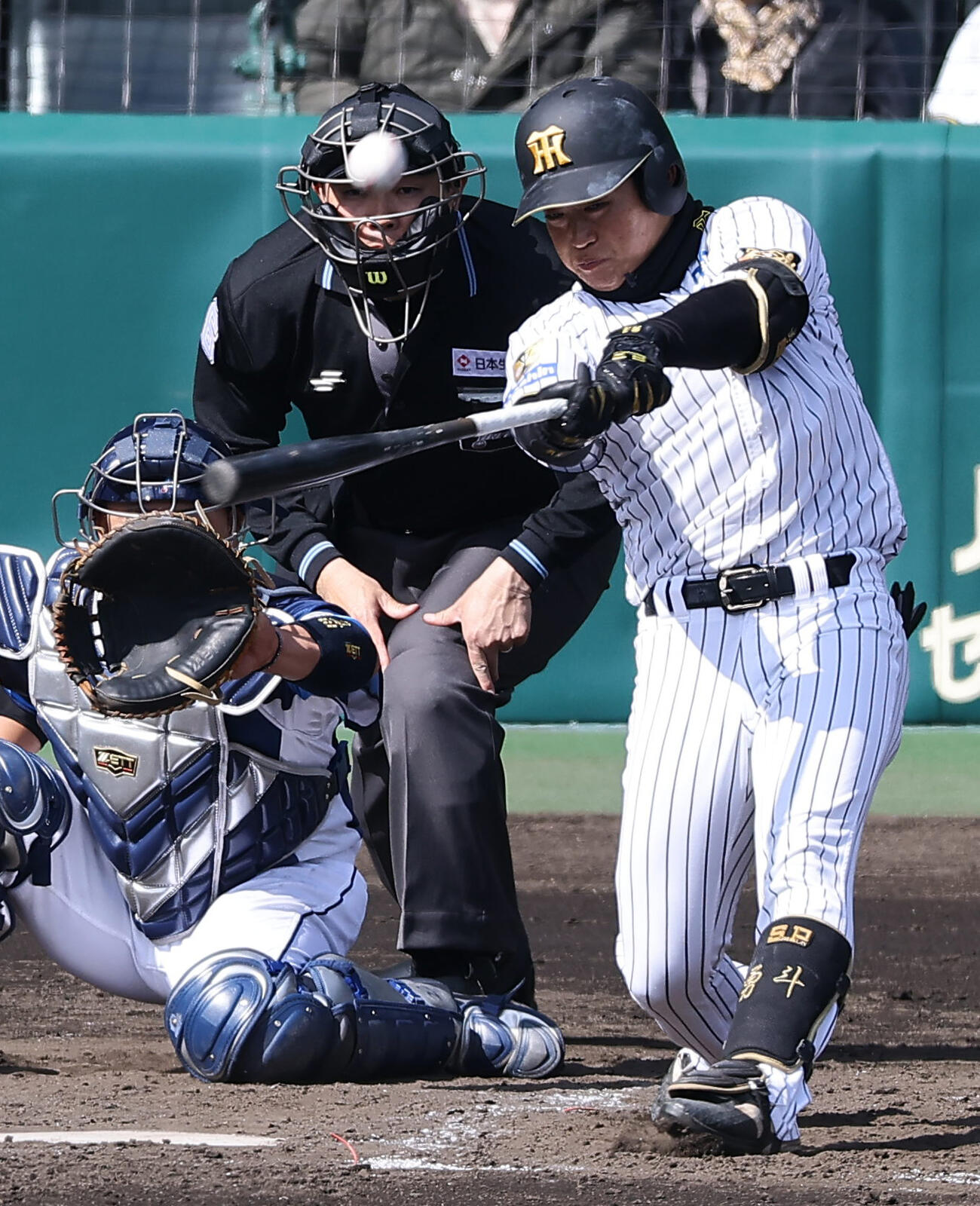 阪神対西武　4回裏阪神1死、中川は左越えに先制ソロ本塁打を放つ（撮影・上田博志）