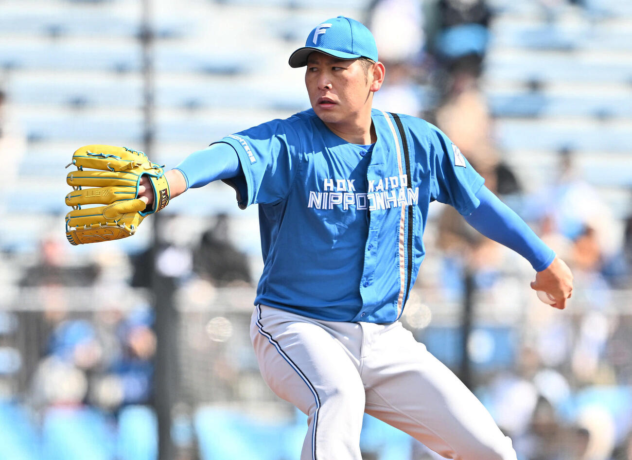 楽天対日本ハム　日本ハム先発の加藤貴（撮影・滝沢徹郎）