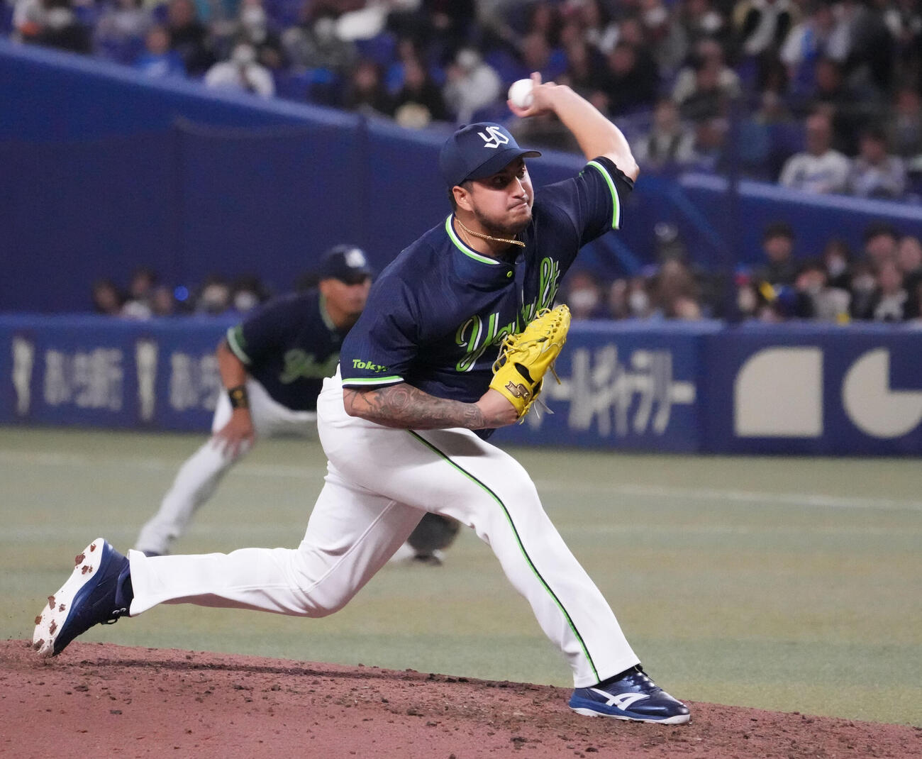 中日対ヤクルト　6回裏、ヤクルト3番手で登板するキハダ（撮影・森本幸一）