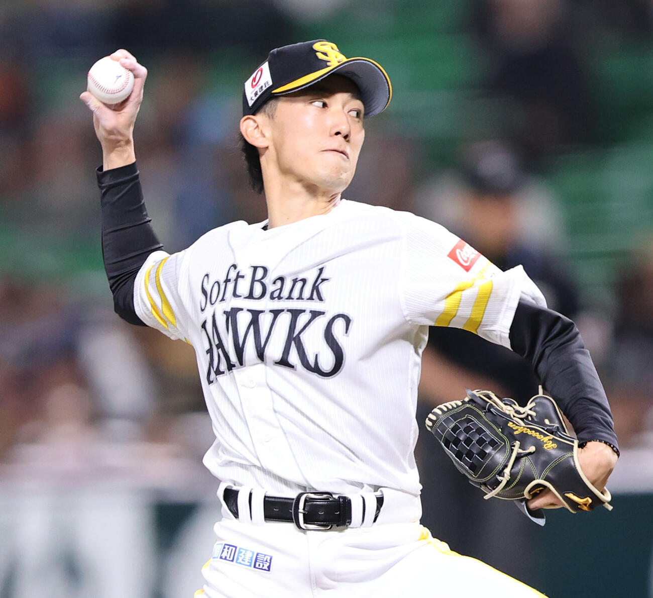 ソフトバンク対巨人　先発のソフトバンク大津（撮影・梅根麻紀）