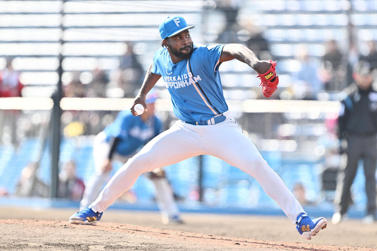 楽天対日本ハム　日本ハム先発のラオ（撮影・滝沢徹郎）