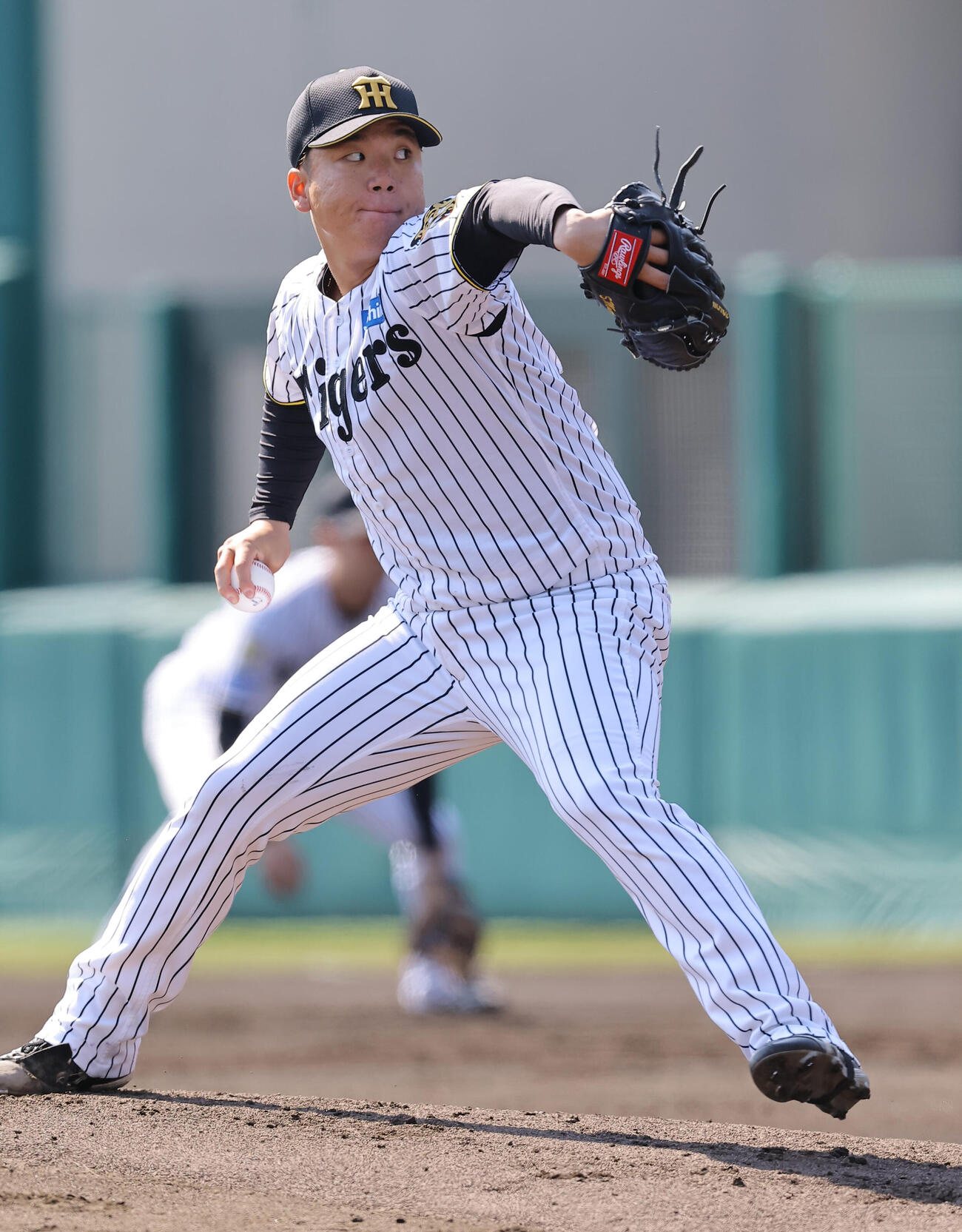 阪神対オリックス春季教育リーグ　先発した阪神村上は5回1失点と好投した（撮影・上田博志）