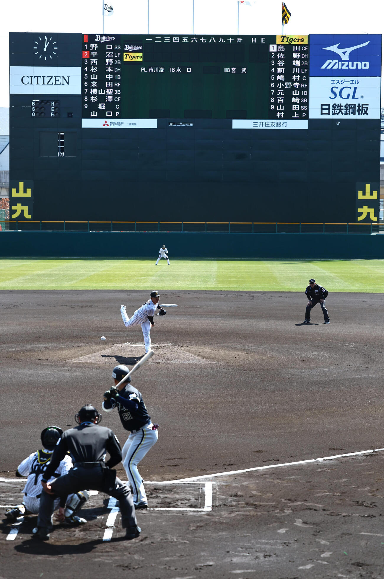 阪神対オリックス春季教育リーグ　4SGLスタジアム尼崎で登板する阪神村上（撮影・上田博志）