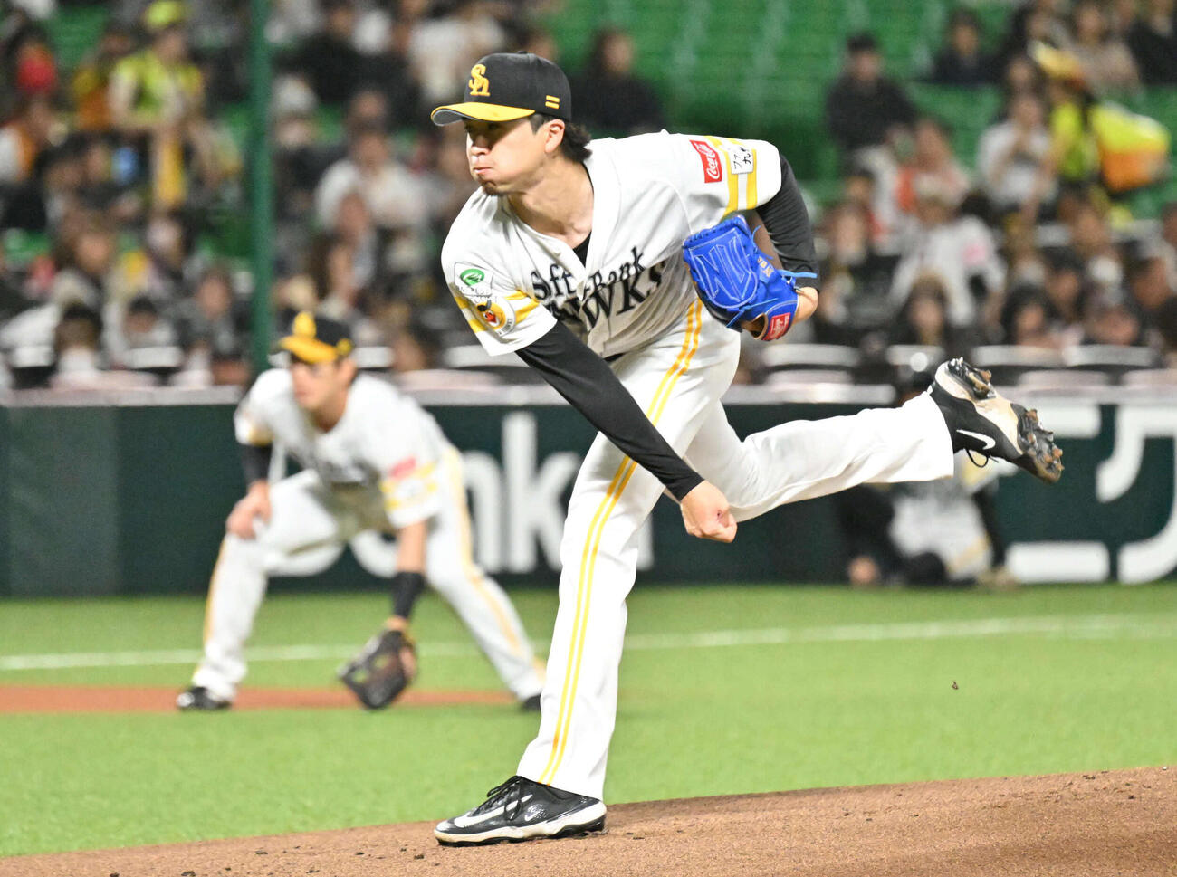 ソフトバンク対巨人　ソフトバンク先発の上沢（撮影・林敢治）