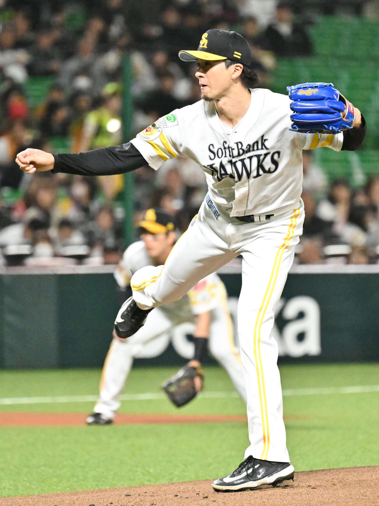 ソフトバンク対巨人　ソフトバンク先発の上沢（撮影・林敢治）