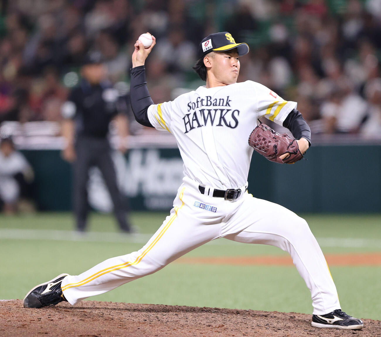 ソフトバンク対巨人　9回に登板した稲川（撮影・梅根麻紀）