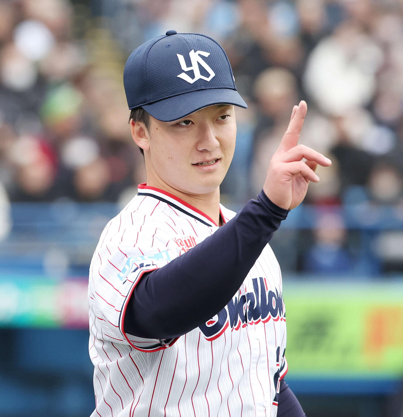 ヤクルト対オリックス　2回表を3者凡退に抑えたヤクルト先発の吉村（撮影・宮地輝）