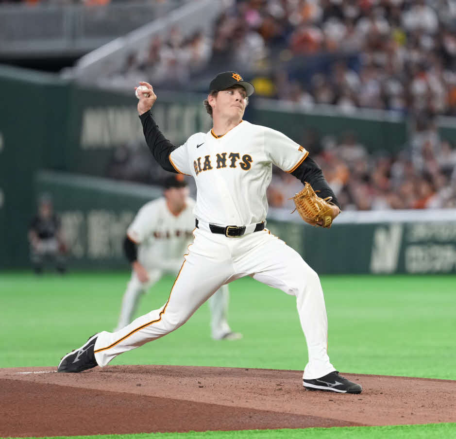 巨人対日本ハム　巨人先発のハワード（撮影・井上学）