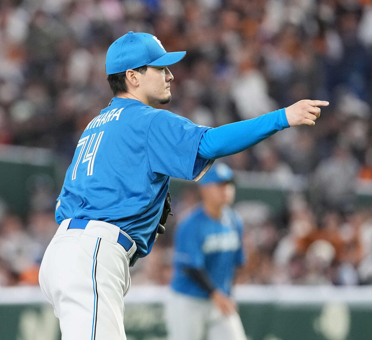巨人対日本ハム　2回、アピールする有原（撮影・井上学）