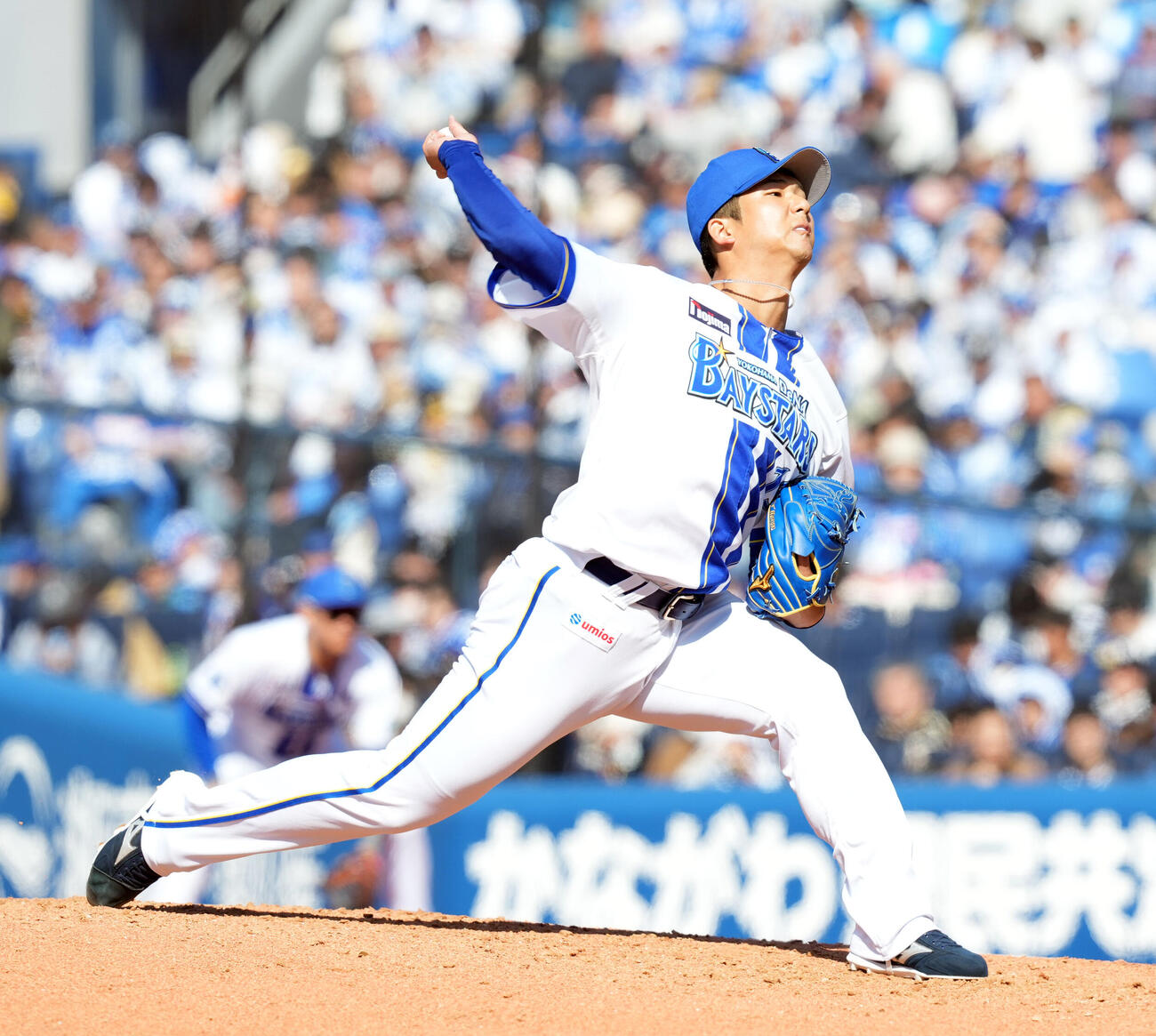 DeNA対ソフトバンク　6回からマウンドに上がったDeNAルーキー島田（撮影・たえ見朱実）