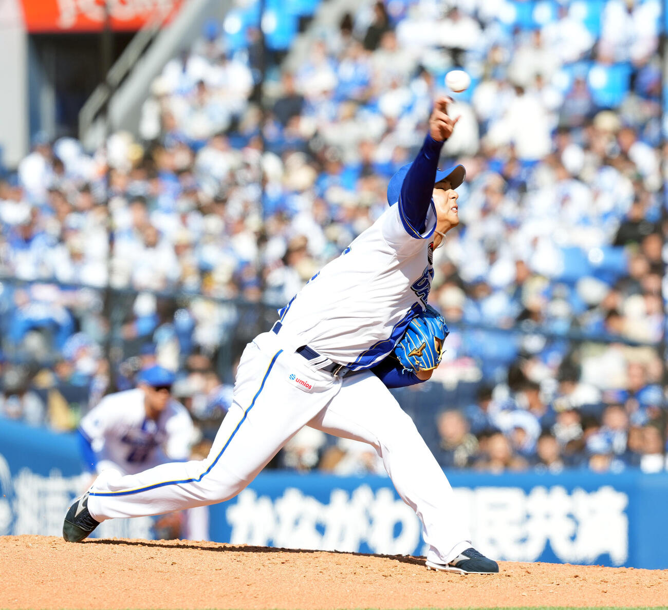DeNA対ソフトバンク　6回からマウンドに上がったDeNAルーキー島田（撮影・たえ見朱実）