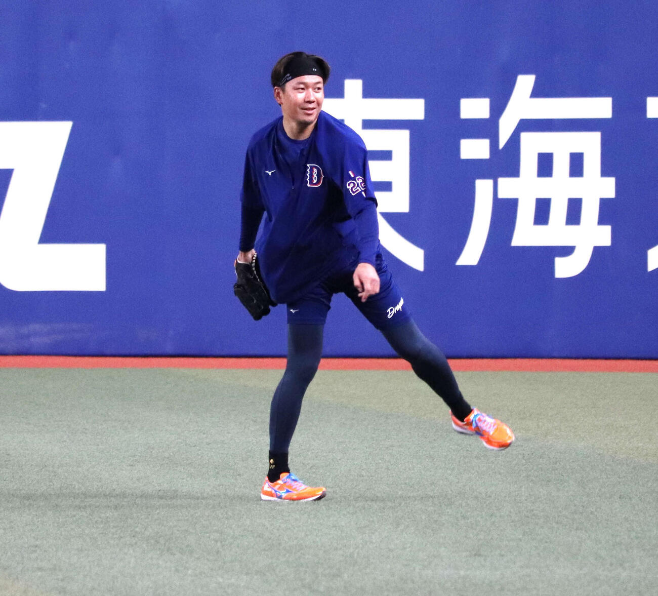 バンテリンドームでの先発投手練習に参加した中日大野