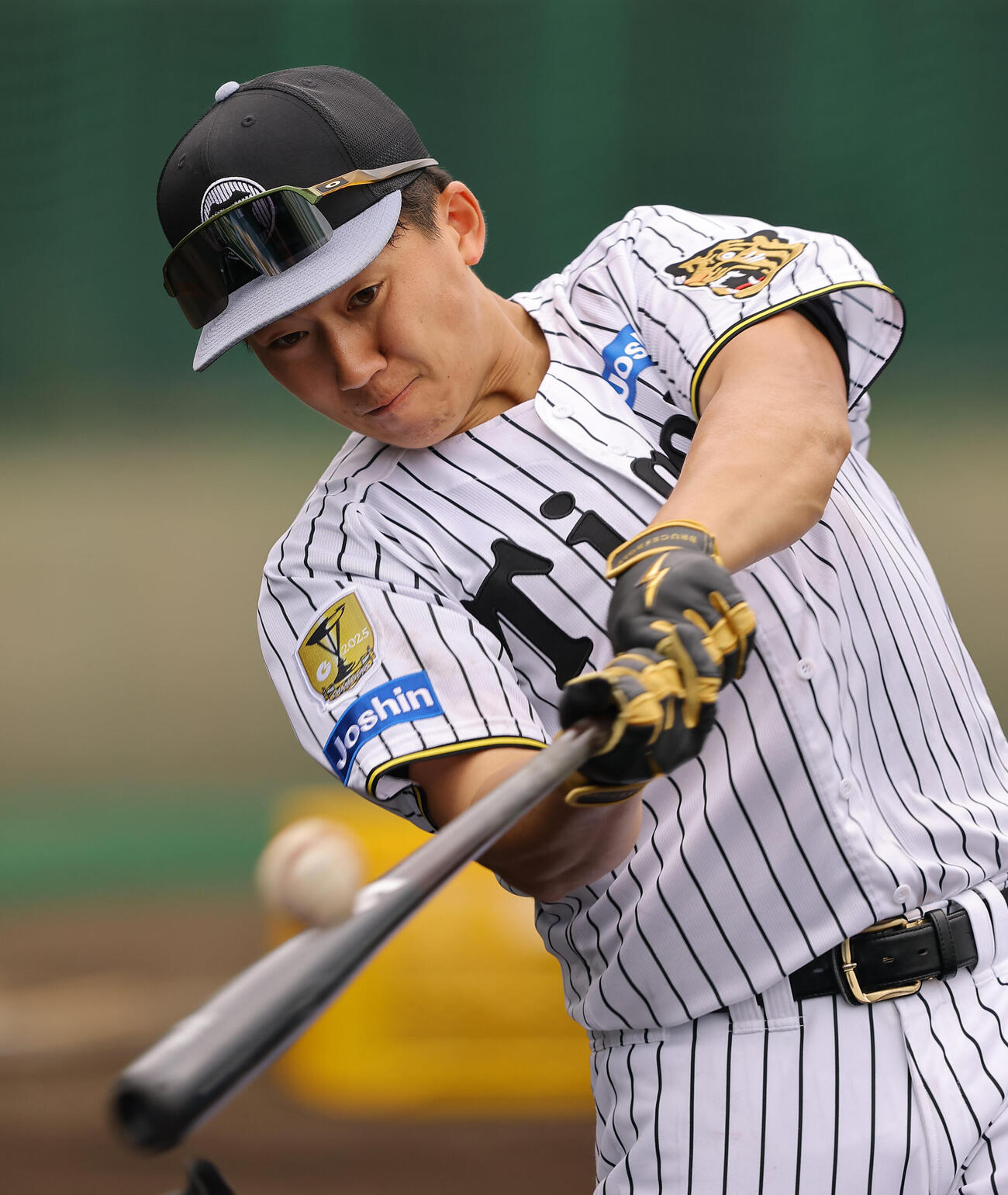打撃練習をする阪神立石正広（撮影・上田博志）＝2026年2月15日、バイトするならエントリー宜野座スタジアム