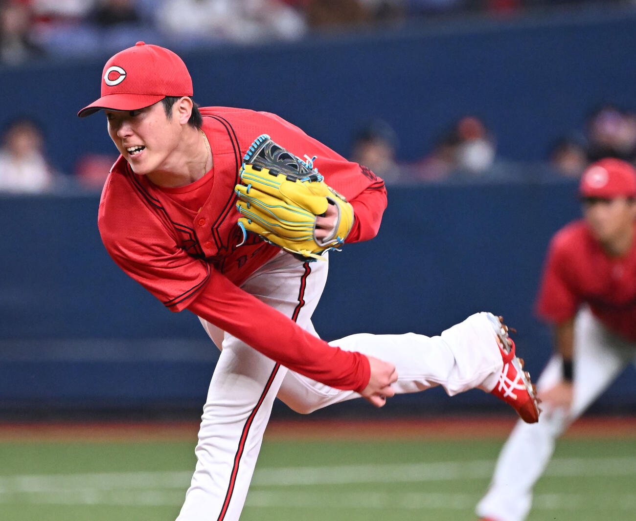 オリックス対広島　先発する広島森下（撮影・和賀正仁）