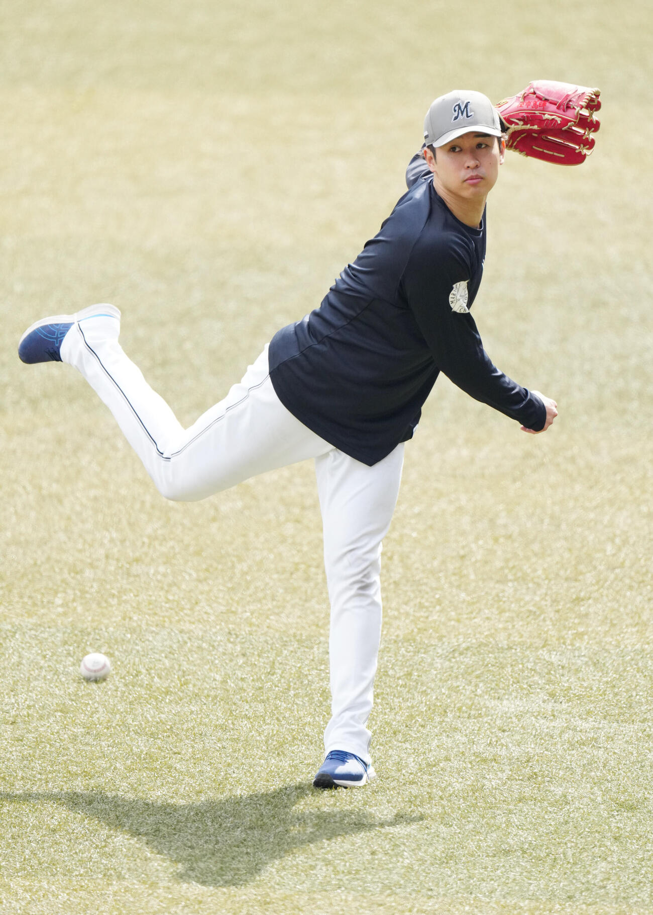 ロッテ対阪神　試合前練習でキャッチボールするロッテ種市（撮影・江口和貴）