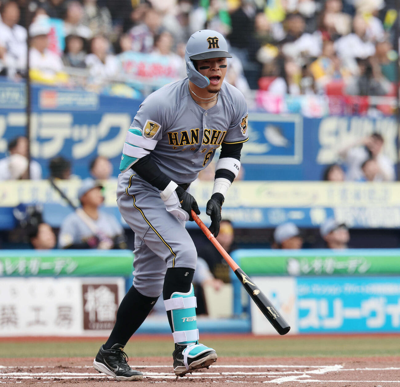 ロッテ対阪神　2回表阪神無死、左飛に倒れる佐藤（撮影・宮地輝）