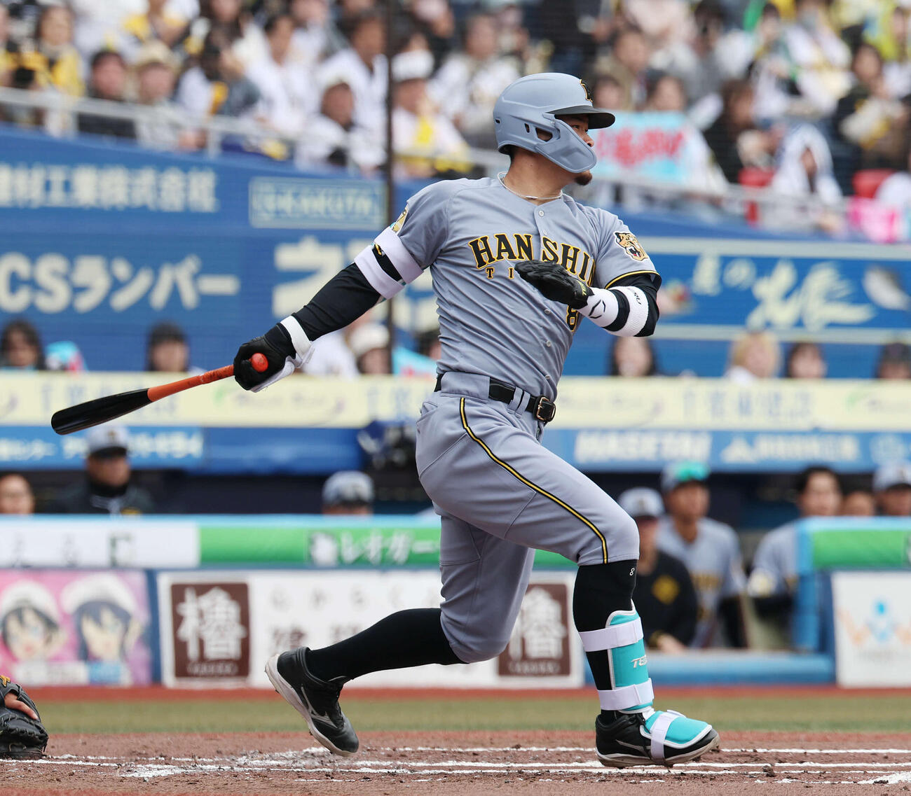 ロッテ対阪神　3回表阪神2死、二直に倒れる佐藤（撮影・宮地輝）
